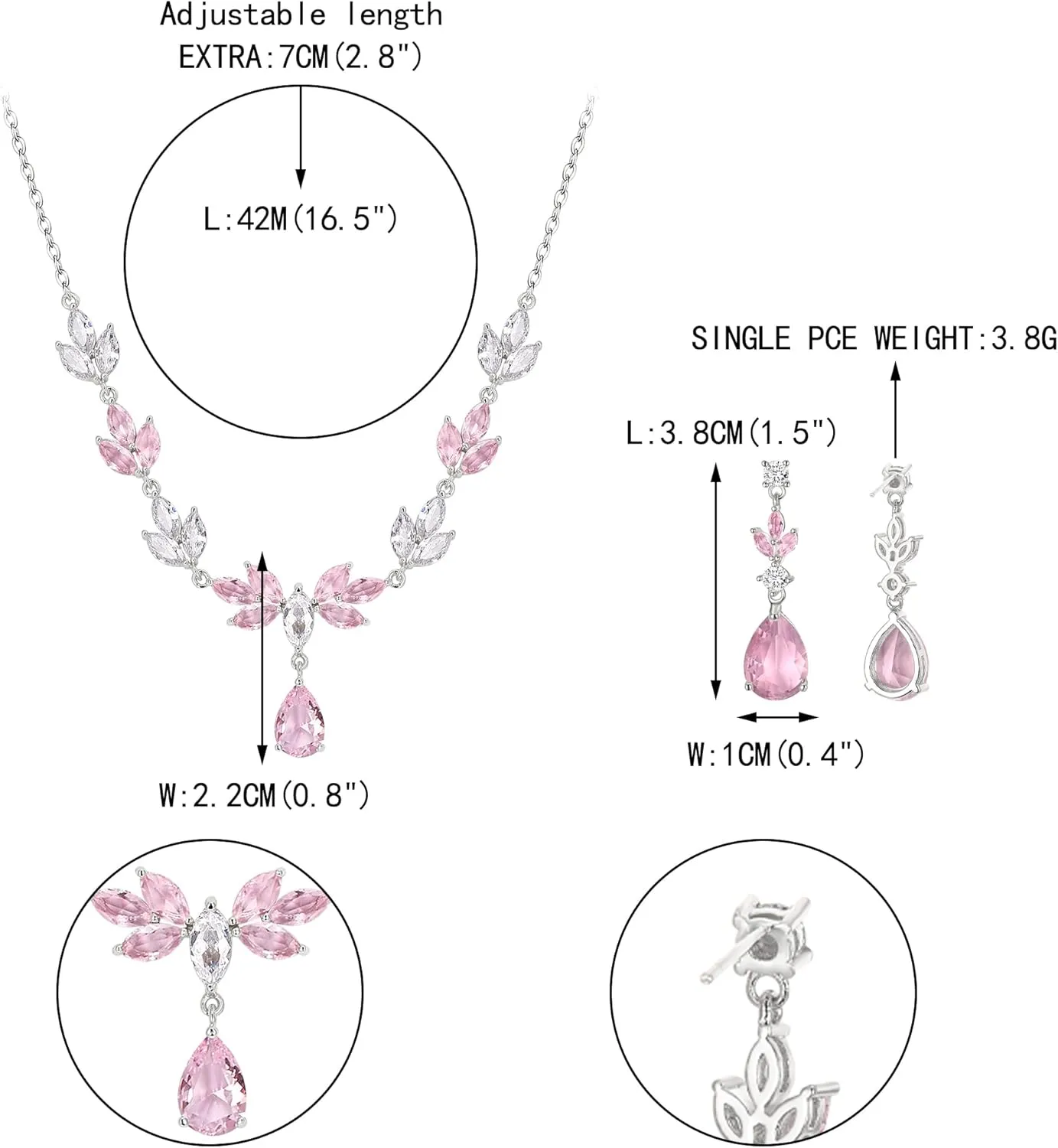 EVER FAITH Wedding Party Accessories for Women, Gorgeous Teardrop White Cubic Zirconia Necklace Earrings Set, Bridemaids Jewelry Set for Bridal