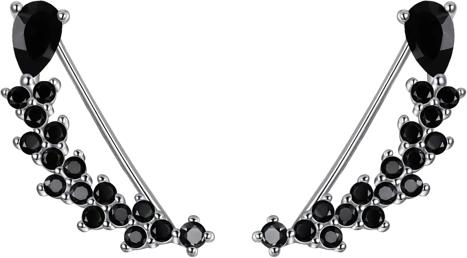 EVER FAITH Women's 925 Sterling Silver CZ Sweep Ear Pin Cuff Wrap Hook Earrings 1 Pair