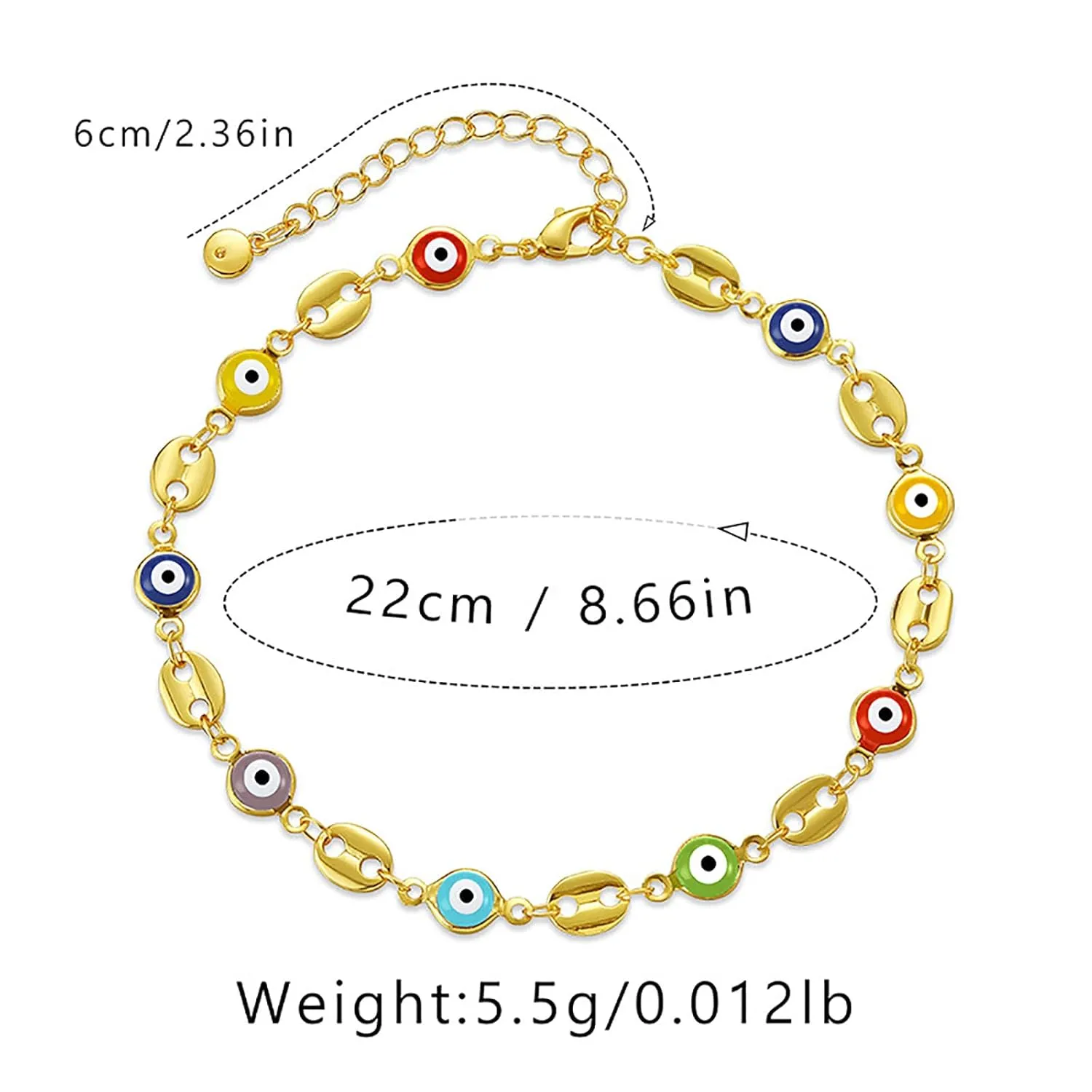 Evil Eye Anklets for Women 18 Gold Plated Dainty Evil Eye Pig Nose Gold Anklet Bracelets for Women Teen Girls, Adjustable, Handmade Anklets