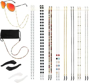 Eyeglass Chain,8 Pcs Beaded Eye Glasses Strap Holders around Neck For Women