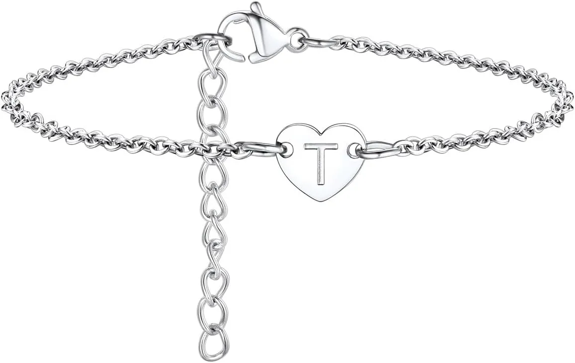 FaithHeart Initial Ankle Bracelets for Women, 18K Gold Plated Stainless Steel Waterproof Anklet with Initials for Women Dainty Anklets Summer Jewelry Gifts