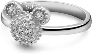 Fashion 925 Silver Ring Female Matte Design Mickey Rings 6-9# Size Real Solid Silver Glamour Jewelry Birthday Gift For Women