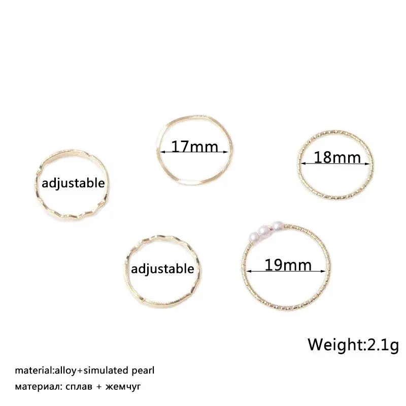 Female Japanese Korean Simple Three Pearl Wavy Net Red Tail Jewelry Ring