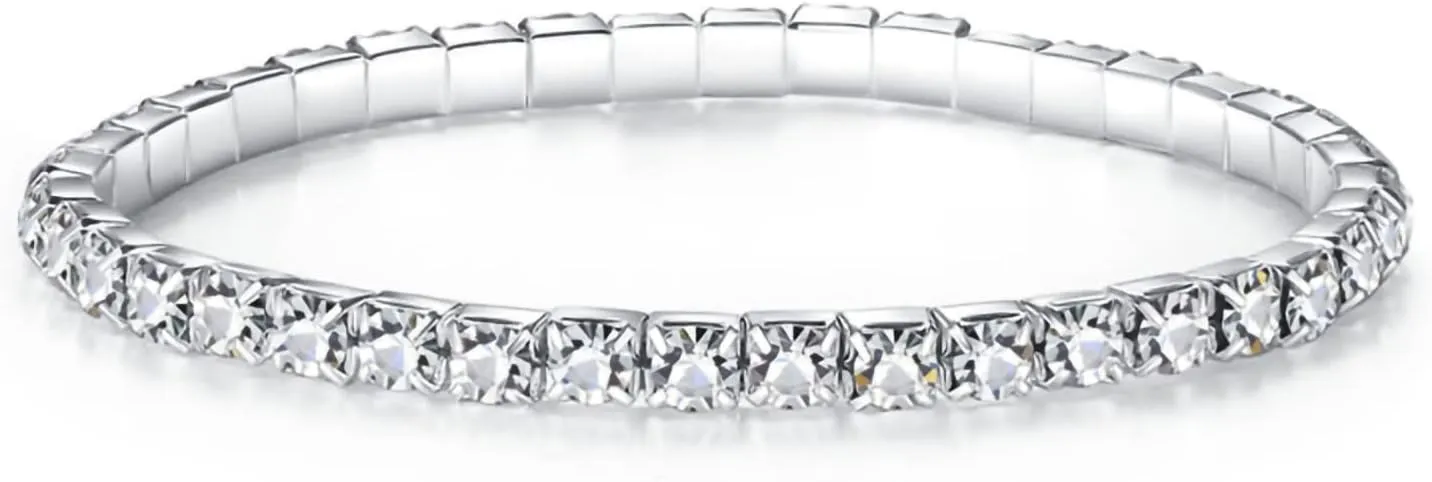 Fesciory Heart Rhinestone Ankle Bracelets for Women, Adjustable Silver Shiny Tennis Anklets, Twinkle Cubic Zircon Diamond Anklet Foot Chain Jewelry Gifts