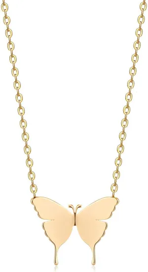 Fettero Animal Necklaces for Women Gold Plated Necklace Butterfly Bird Cat Elephant Snake Bull Pendant Necklace Dainty Chain 14K Gold Plated Minimalist Simple Cute Jewelry