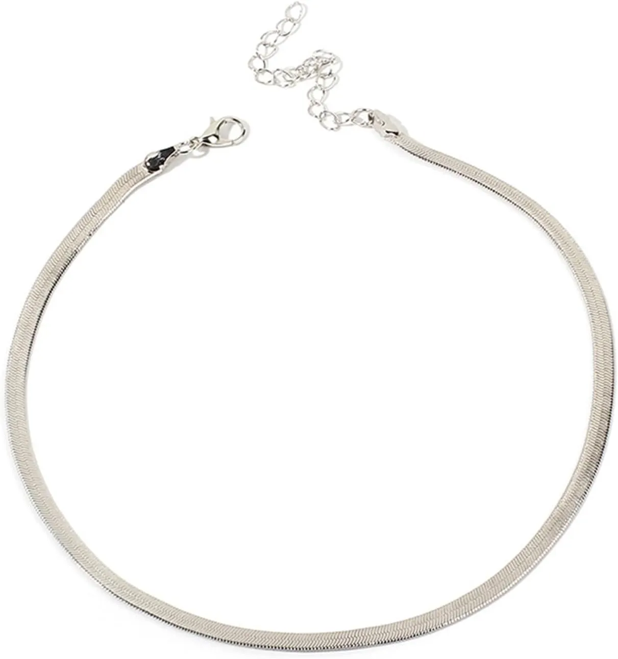 Flat Serpentine Snake Bone Chain Choker Necklace Swirl Herringbone Chain Clavicle Necklace for Women Friend Jewelry Birthday Gift
