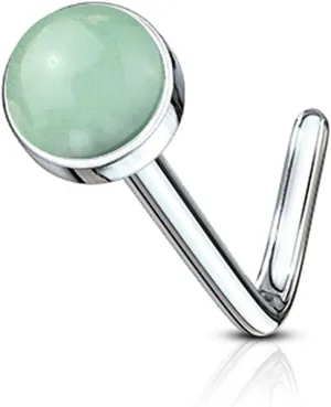 Forbidden Body Jewelry 20g nose stud, nose studs for women, nose piercing stud, L shaped nose studs, nose ring L shape, surgical steal synthetic faux gemstone top.
