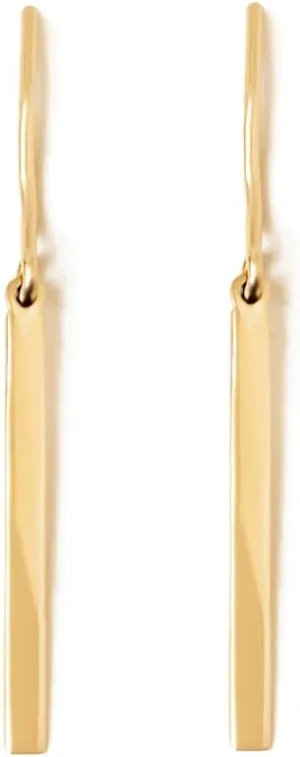 GELIN 14K Solid Gold Bar Earrings for Women | Dainty Gold Stud Earrings | Minimalist Jewelry Gift