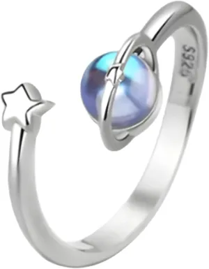 Girls Supplies Couple Ring Planet Astronaut Moonstone Couple Ring Light Luxury Personality Couple Space Planet astronaut-N45