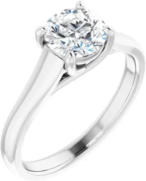 GNG Platinum Plated Silver 1.00 CT "DEF" Color Moissanite Trellis Cathedral Solitaire Engagement Rings for Women 2.5mm Band Width