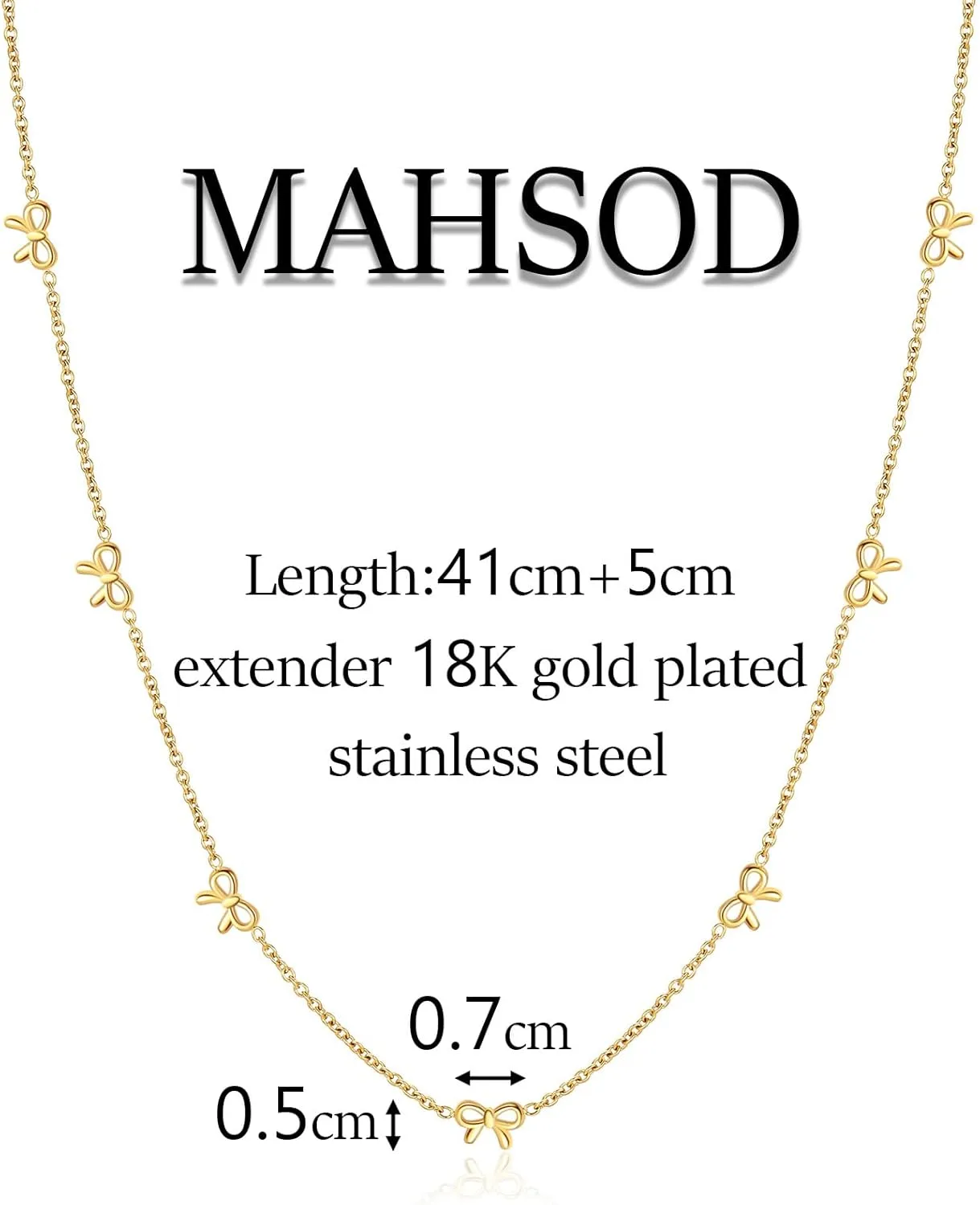 Gold Bow Necklace Dainty Bow Necklace for Women Tiny Cute Bow Pendant Station Necklaces for women 18K Gold Plated Stainless Steel Lucky 4 Leaf Pendant Jewelny