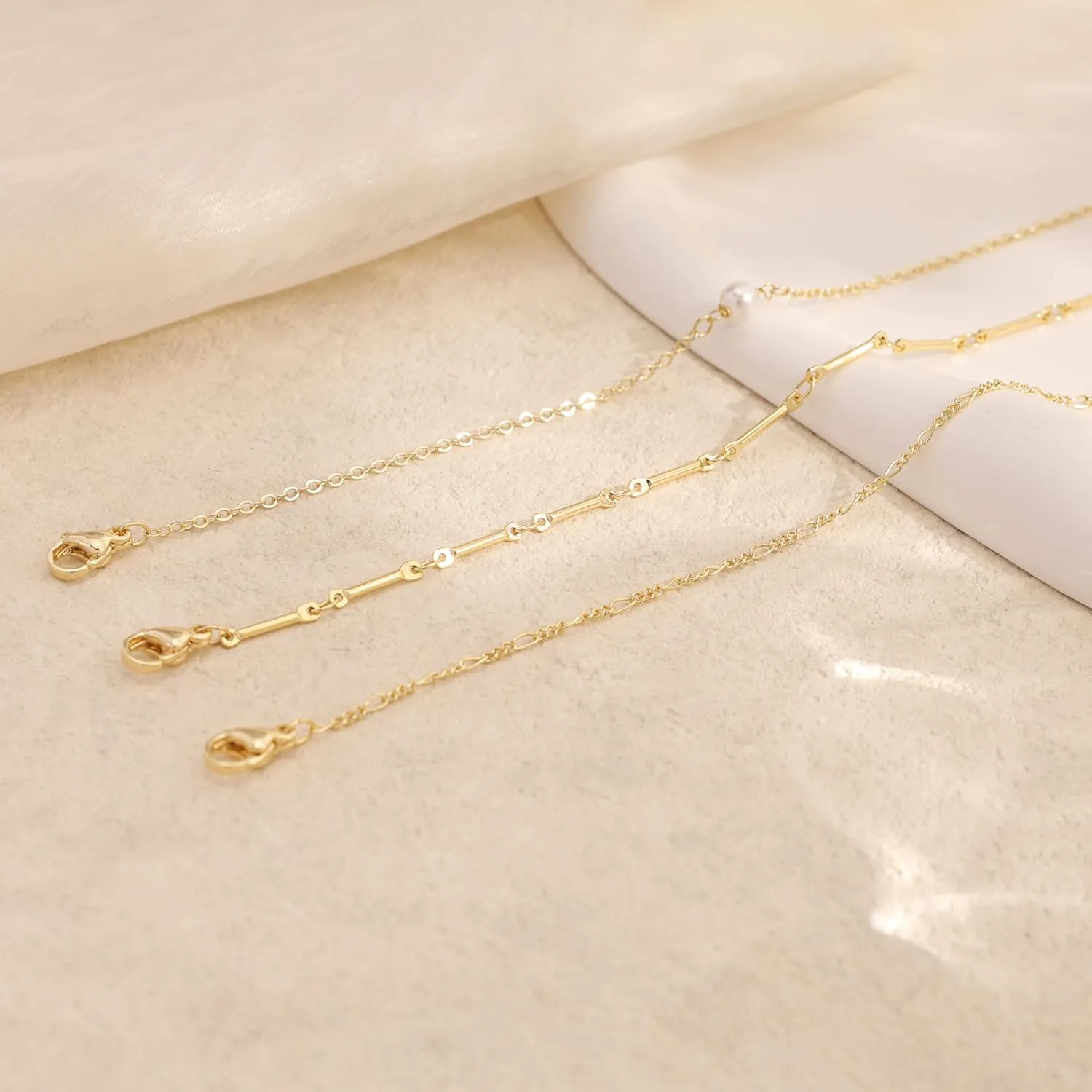 Gold Bracelets for Women,Dainty Gold Cross Bracelet 14K Gold Plated Beaded Bracelets for Women Trendy Bracelet Stack Pearl Bracelet Set Waterproof Chain Bracelet Gold Jewelry for Women Baptism Gifts