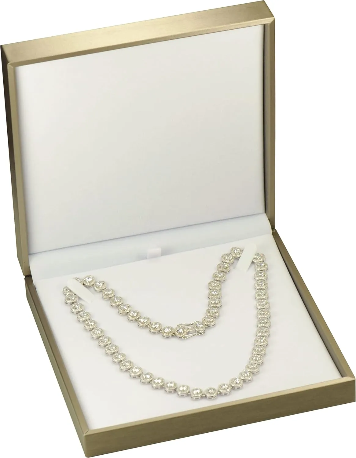 Gold Color Big Necklace Chain Gift Box Luxury Soft Touch PU Leather Material Necklace Storage Box Size 6.42"(W)*6.42(D)*1.57(H)