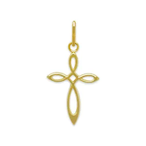 Gold Mini Cross Charm - 10 Karat Solid Gold - Dainty Cross Pendant - Religious Cross Pendant