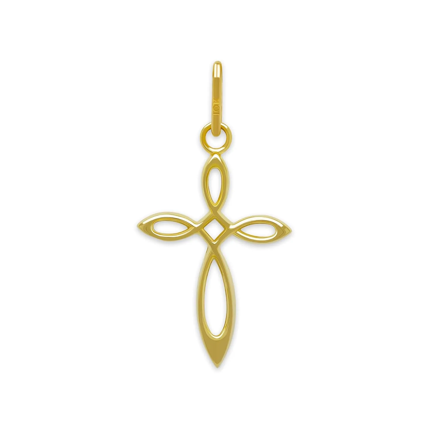 Gold Mini Cross Charm - 10 Karat Solid Gold - Dainty Cross Pendant - Religious Cross Pendant