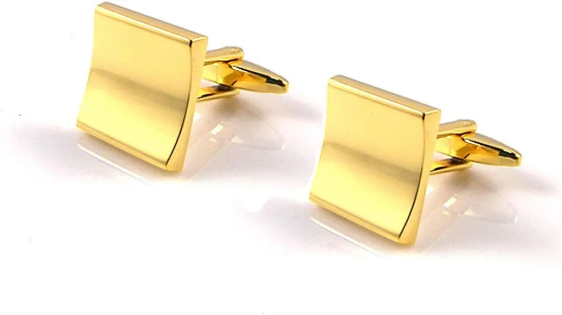 Gold Tone Square Engraved Cufflinks
