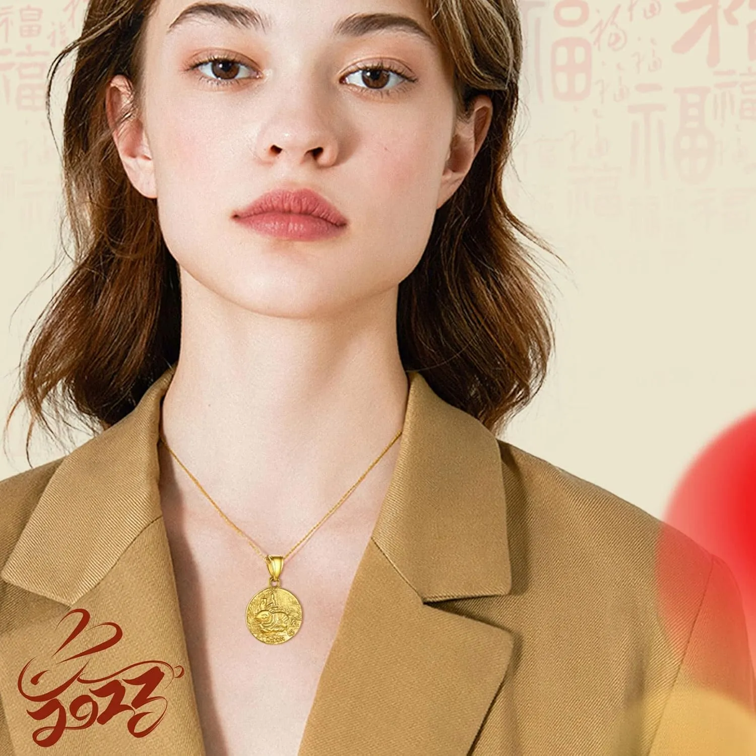 GOLDCHIC JEWELRY Chinese Zodiac Coin Necklace, Gold Round Disc Handmade Animal Pendant Amulet Lucky Charm Necklaces for Women/Girl, Birthday Gift (with Gift Box)