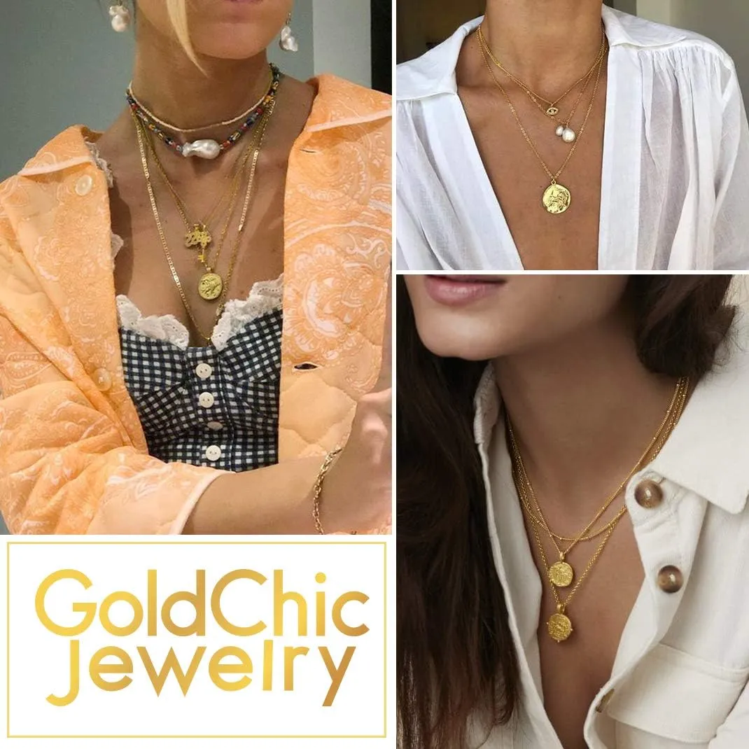 GOLDCHIC JEWELRY Chinese Zodiac Coin Necklace, Gold Round Disc Handmade Animal Pendant Amulet Lucky Charm Necklaces for Women/Girl, Birthday Gift (with Gift Box)
