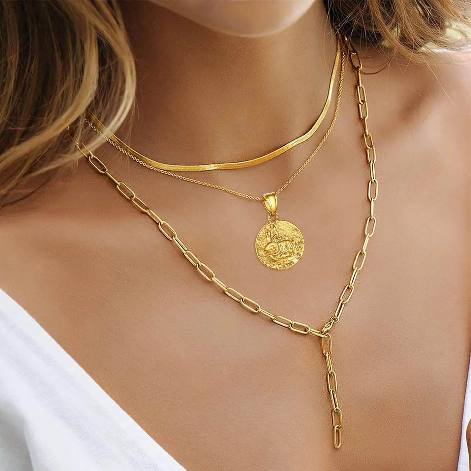 GOLDCHIC JEWELRY Chinese Zodiac Coin Necklace, Gold Round Disc Handmade Animal Pendant Amulet Lucky Charm Necklaces for Women/Girl, Birthday Gift (with Gift Box)