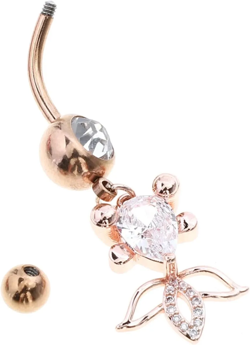 Goldfish Charm Piercing Belly Button Ring Rhinestone Jewelry Stylish Navel Ring for Women