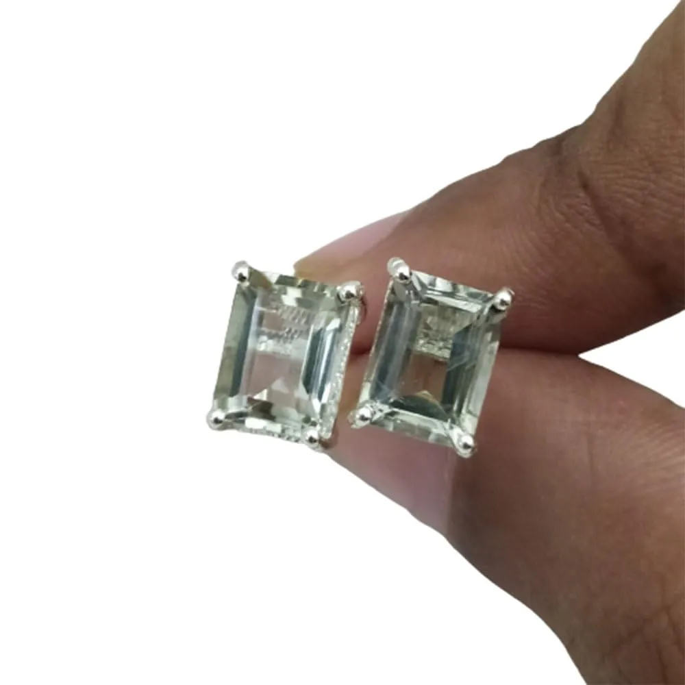 Green Amethyst Earrings Studs, 925 Silver Earrings For Women, Handmade Earrings, Amethyst Stacking Earring, Minimalist Earrings, Pushback Silver Earrings, Natural Gemstone Earrings, Cyber Monday Gift