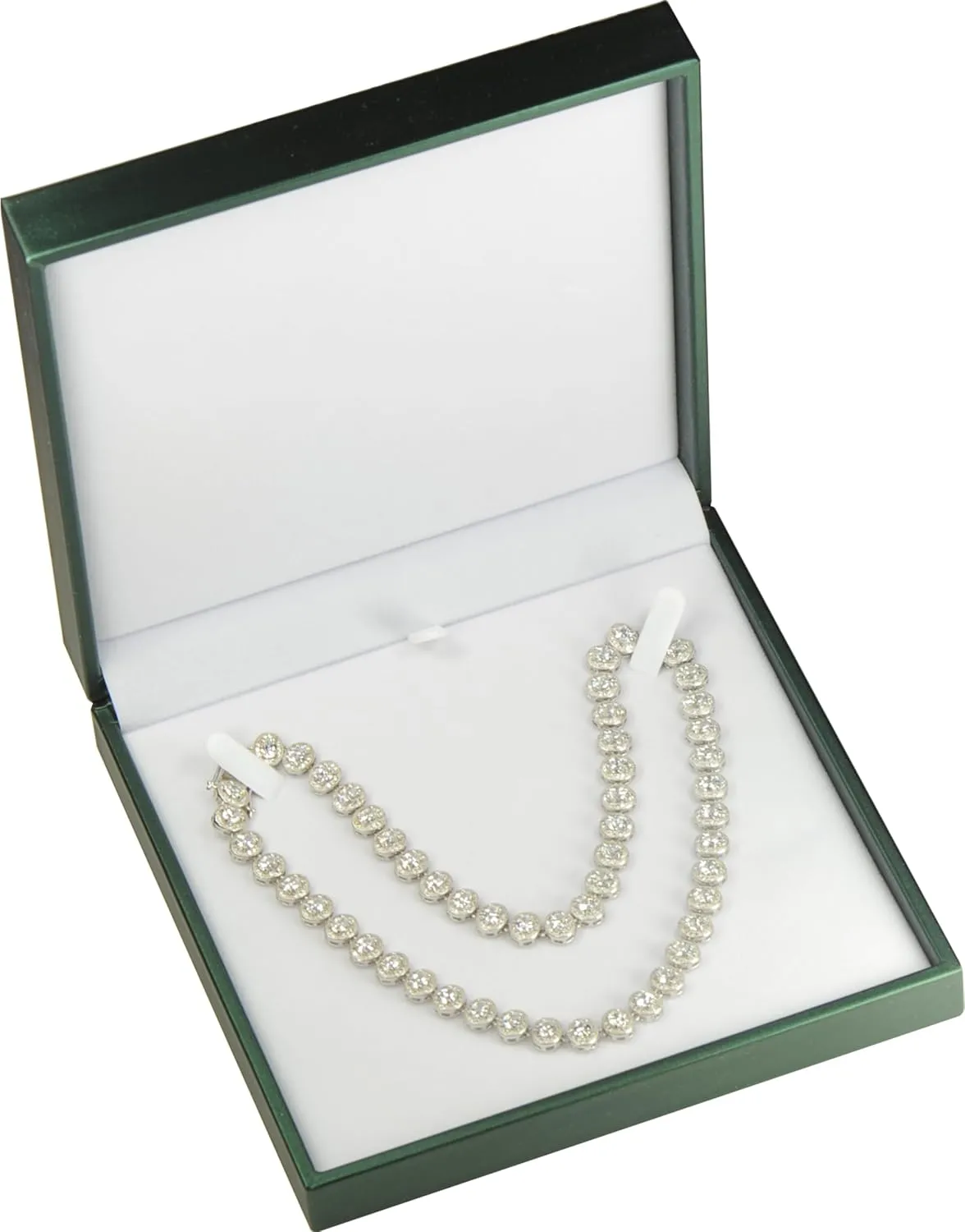 Green Color Big Necklace Chain Gift Box Luxury Soft Touch PU Leather Material Necklace Storage Box Size 6.42"(W)*6.42(D)*1.57(H)