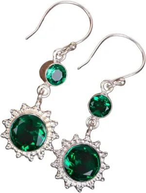 Green Emerald Gemstone 925 Sterling Silver Jewelry Earring,Stylish Earring For Her, Fine Silver Jewelry, Drop & Dangle Earrings, Handmade Vintage Earrings,Women's Designer Earrings