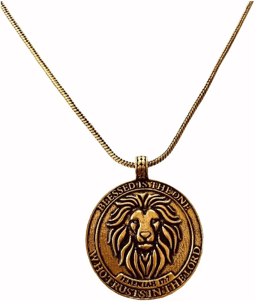 GUAAFA Bible Verse & Lion Pendant for Men Locket Necklaces - Blessed is the One Who Trusts In the Lord | Christian Faith Religious Gifts Jewelry for Women