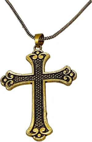 GUAAFA Cross Necklace for Men, Brass Rustic Silver Vintage Antique Gold Chain Celtic Cross Pendant Necklace Handmade Christian Jewelry Gifts for Men Women,Son Daughter, 22 Inches Chain