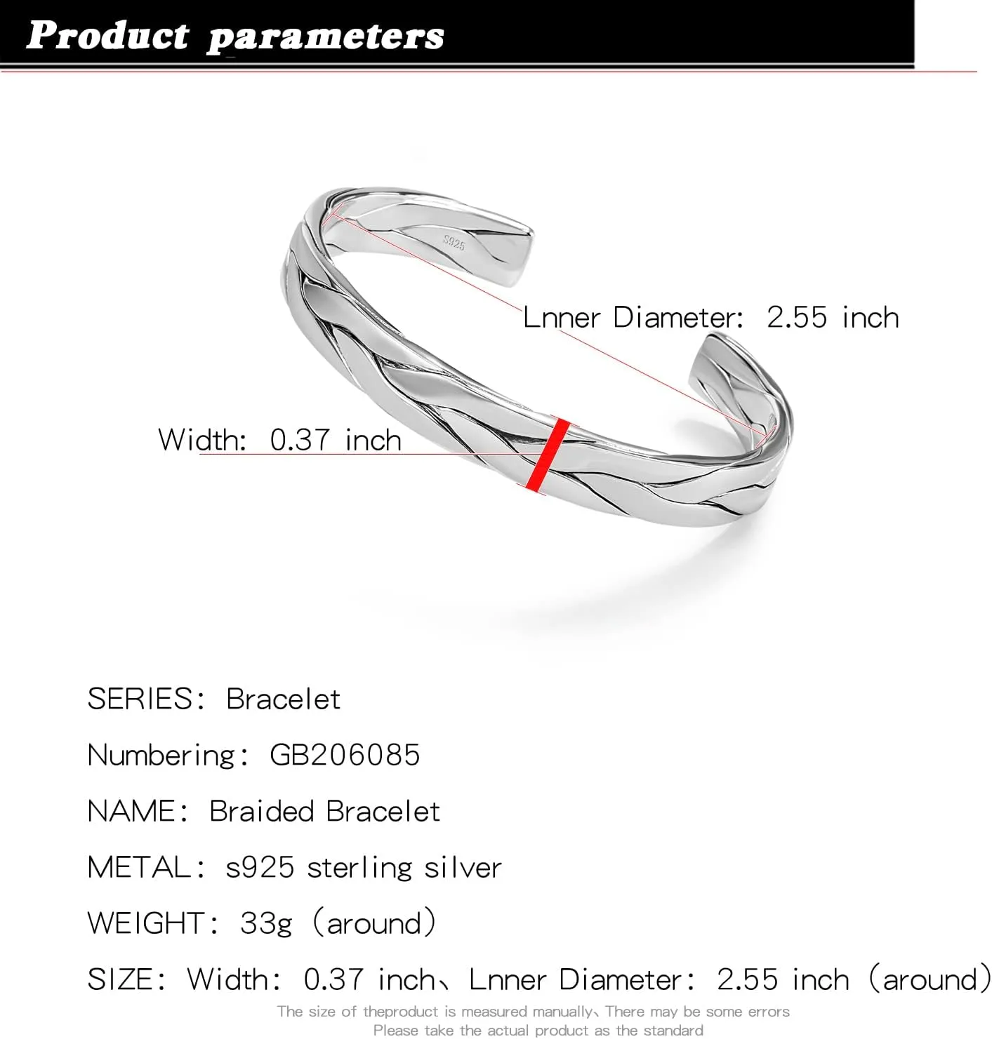 H&Beautimer 925 Sterling Silver Bracelet 7.8-9.3MM Pattern Bracelet For Women Men-Party Charm Jewelry Gift-Unisex Original Silver Open Bangle Free Adjustment