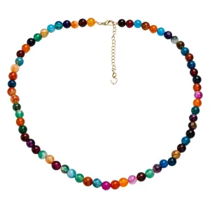 Handmade Womens Girls 6 Mm Beaded Necklace Choker with 5cm Extender - Natural Gemstones Healing Crystal Jewelry (Vibrant Gems)