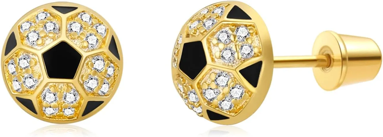 Hanreshe Soccer Ball Necklace Pendant for Girls Sports Jewelry 14K gold Soccer Cross Necklace for Boys Soccer Player Gifts