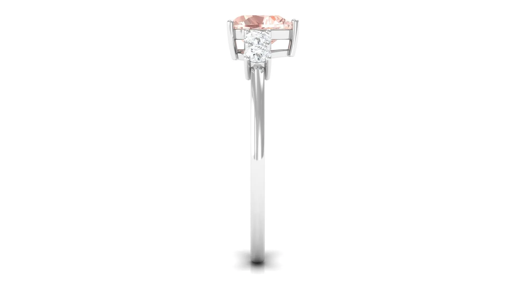 Heart Shape Morganite Solitaire Promise Ring with Diamond
