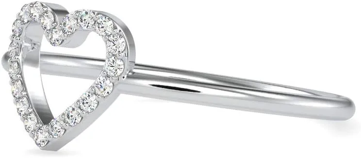 Heart Shaped Daily Wear Ring in 18k White/Yellow/Rose Gold Studded with Brilliant Round Natural Diamond | Couple Promise Ring | Love Diamond ring for Women | Wedding Ring for Her (0.07 Cttw, IJ-SI)