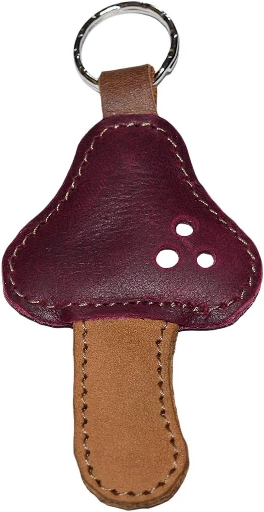 Hide & Drink, Red Mushroom Leather Keychain/Key Rings/Accessories, Handmade
