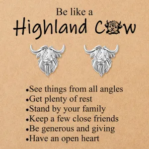 Highland Cow Earrings Hypoallergenic Gold Silver Stud Earrings for Women Highland Cow Western Jewelry Birthday Christmas Gifts for Women