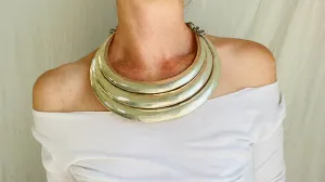 Hmong Multi-Torc Tribal Choker Necklace.