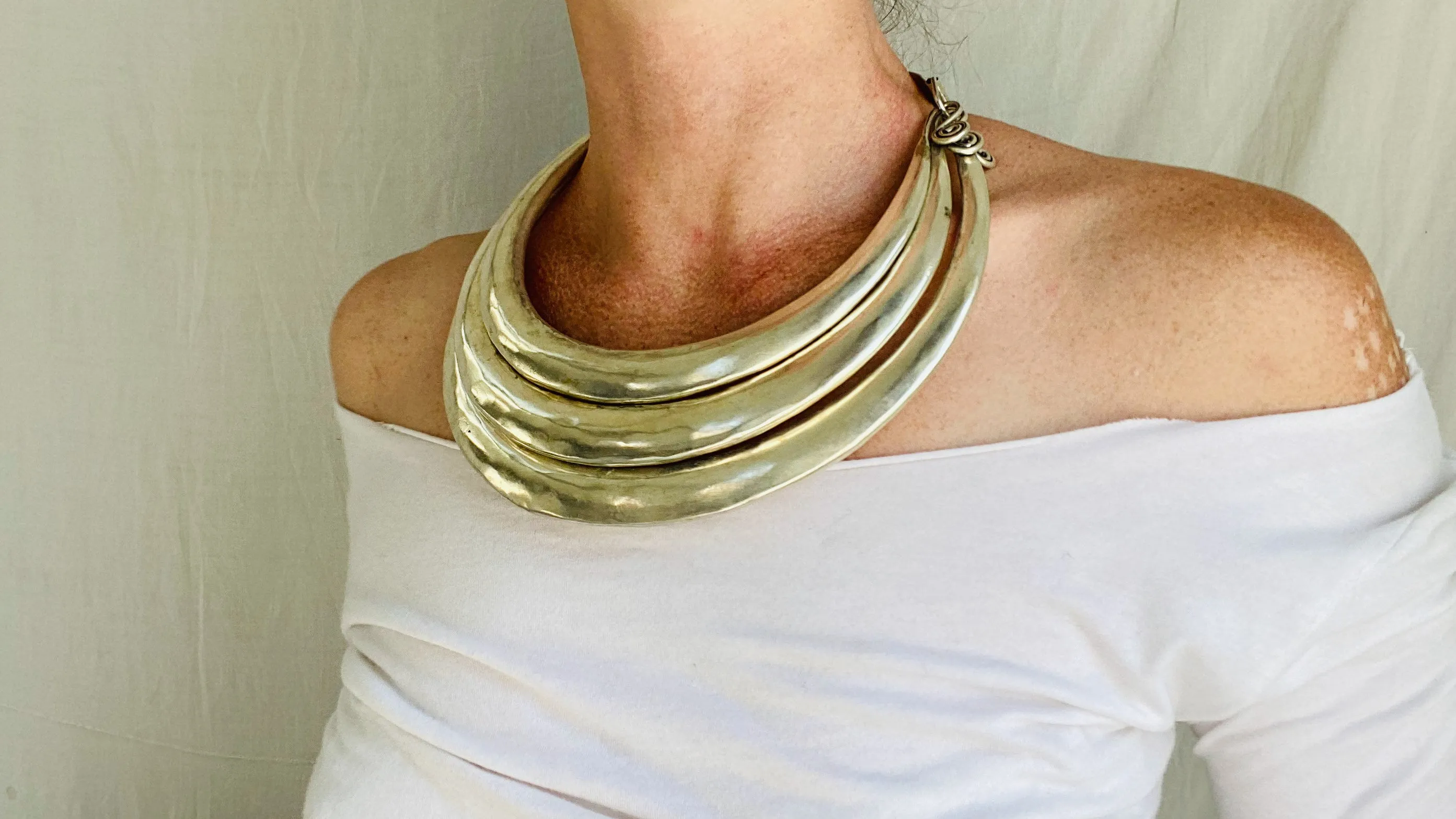 Hmong Multi-Torc Tribal Choker Necklace.