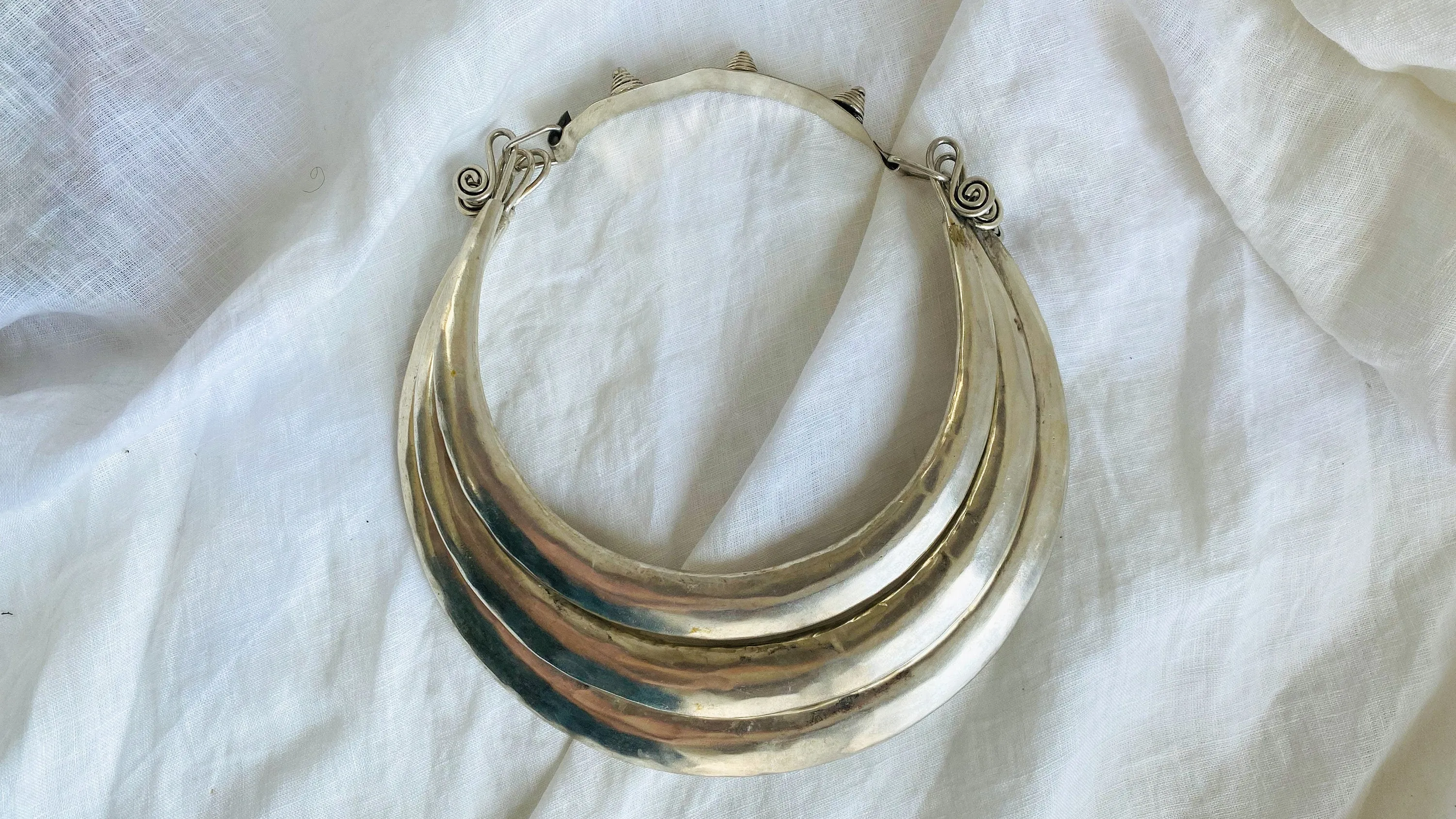 Hmong Multi-Torc Tribal Choker Necklace.