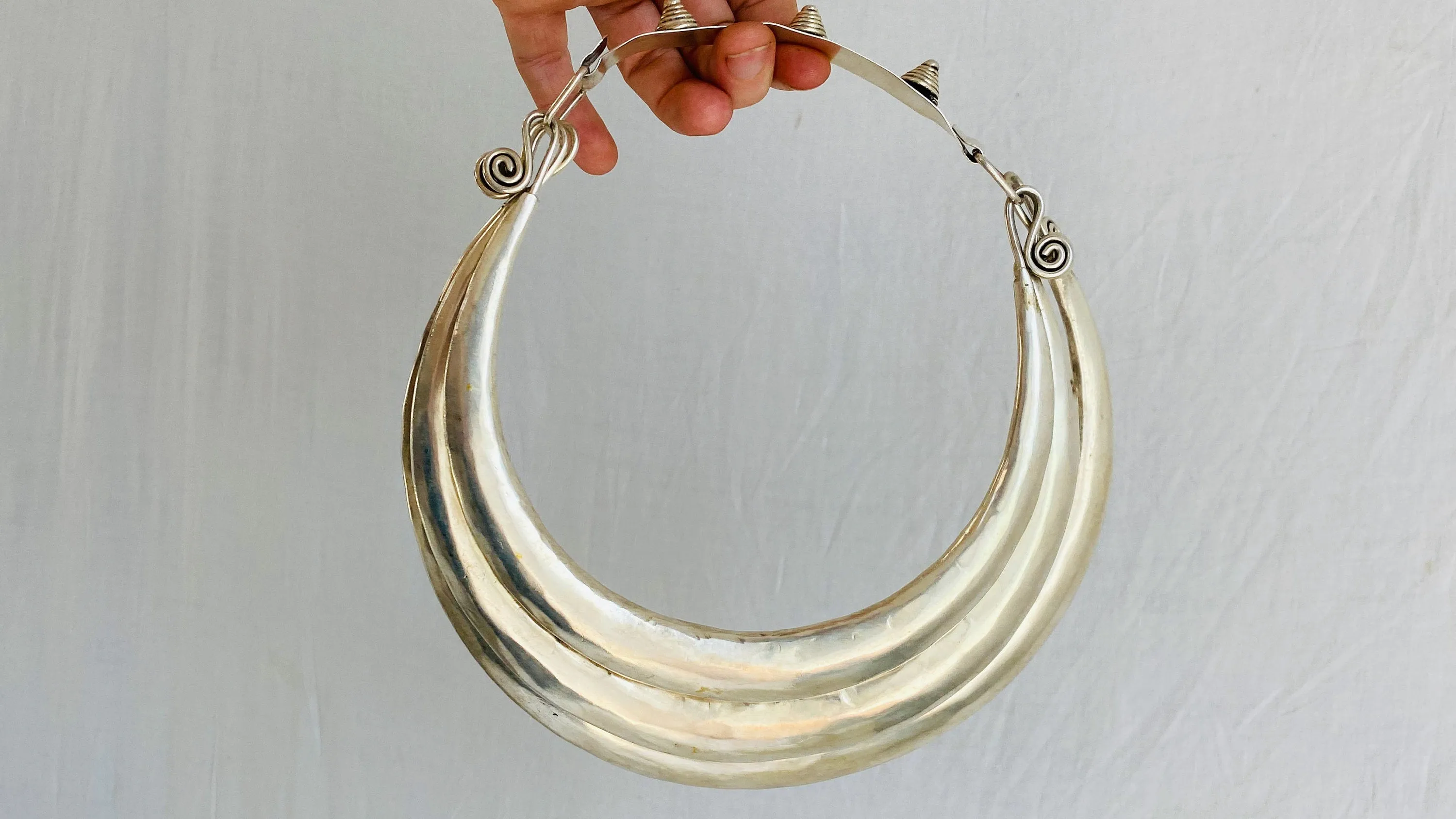 Hmong Multi-Torc Tribal Choker Necklace.