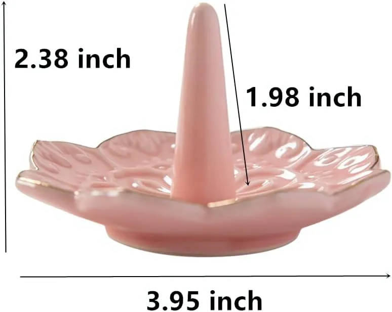 HOMEGOAL Ceramic Ring Holder Dish for Jewelry, Decorative Mandala Jewelry Tray for Rings Earrings Necklaces Watch Keys, Aesthetic Room Decor, Birthday Engagement Wedding Gifts for Women (Pink)