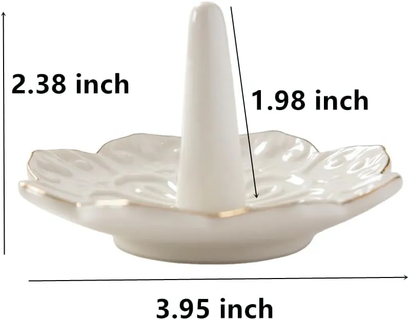 HOMEGOAL Ceramic Ring Holder Dish for Jewelry, Decorative Mandala Jewelry Tray for Rings Earrings Necklaces Watch Keys, Aesthetic Room Decor, Birthday Engagement Wedding Gifts for Women (White)