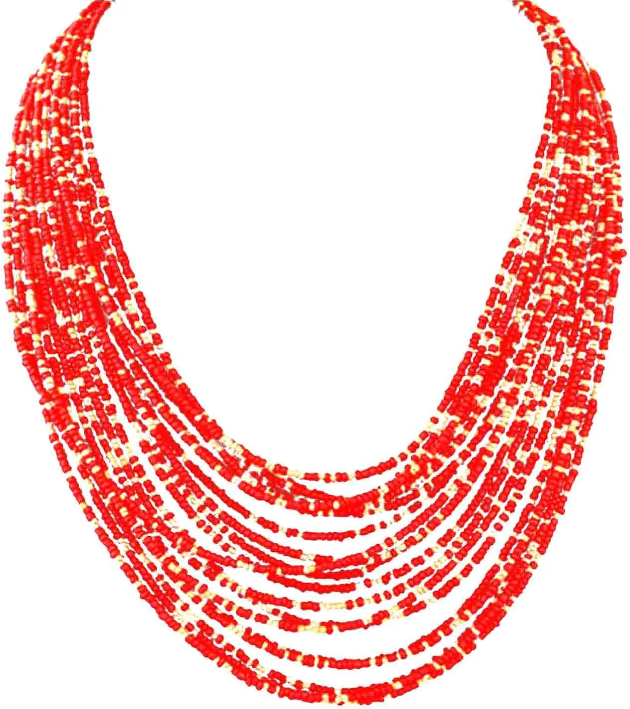 HSQYJ Exaggerate Multilayer Seed Beads Chunky Choker Statement Necklace Boho Handmade Color Beaded Cluster Collar Bib Necklaces Fashion Jewelry for Women Gift