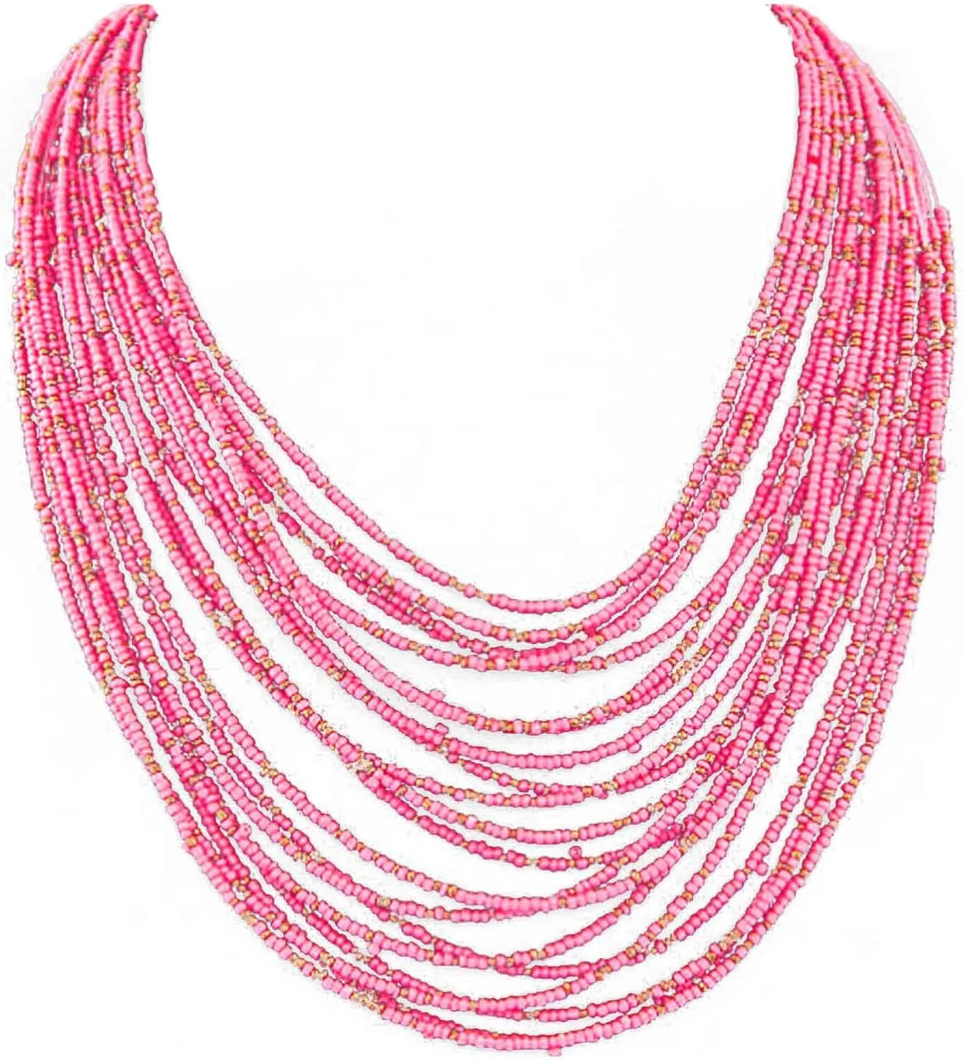 HSQYJ Exaggerate Multilayer Seed Beads Chunky Choker Statement Necklace Boho Handmade Color Beaded Cluster Collar Bib Necklaces Fashion Jewelry for Women Gift