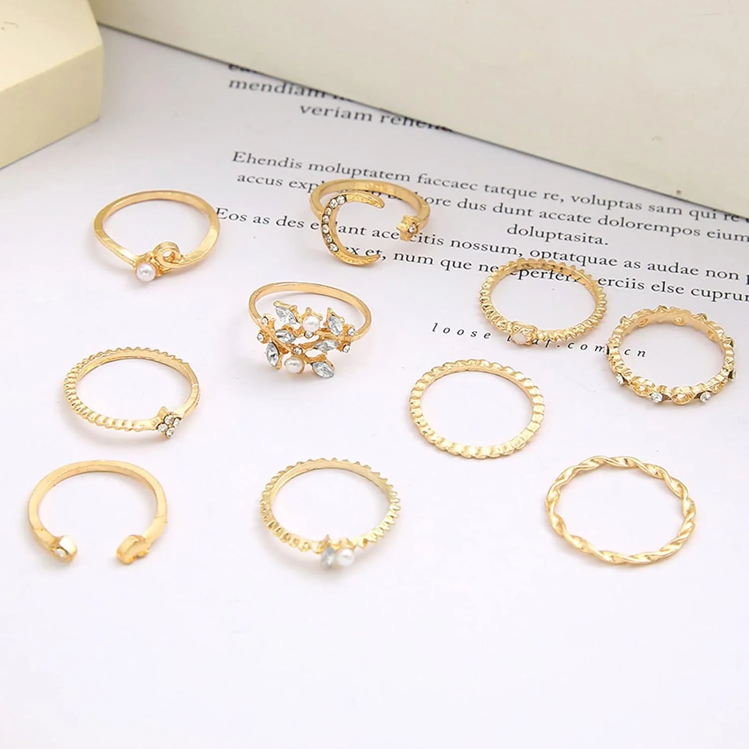 HUASAI Gold Stackable Rings for Women Trendy Cute Rings Stuff Boho Moon Star Butterfly Knuckle Ring Set Dainty Gold Rings Pack Jewelry Gifts