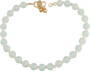 I Jewels Indian Wedding Bollywood Adjustable Pearl & Beads Single Anklet Payal Bracelet for Women (A041-43)