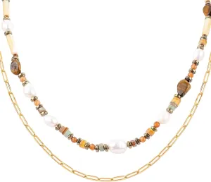 IDEAJOY Dainty Butterfly Boho Beaded Colorful Diamond Chain Natural Stone Pendant Necklace Vintage Jewelry Accessories for Women Girls