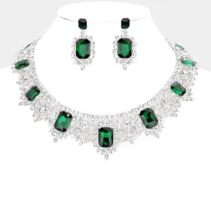 iLLASPARKZ Emerald Cut Stone Accented Evening Necklace