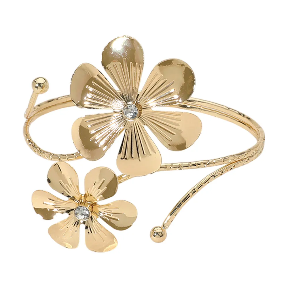 iLLASPARKZ Flower Stem Tip Adjustable Arm Cuff Bracelet