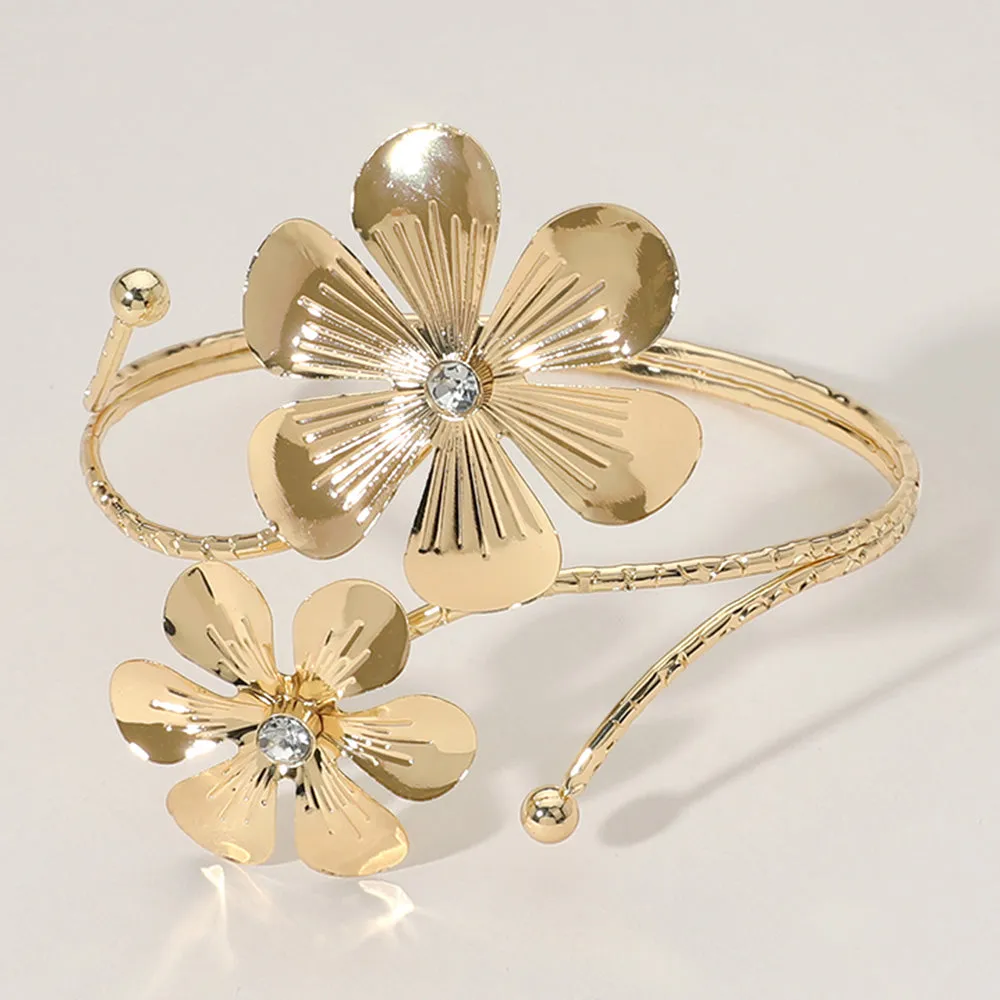 iLLASPARKZ Flower Stem Tip Adjustable Arm Cuff Bracelet